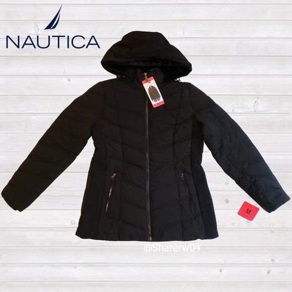 Nautica Ladies Stretch Puffer Jacket Black Medium or Large - Picture 6 of 6